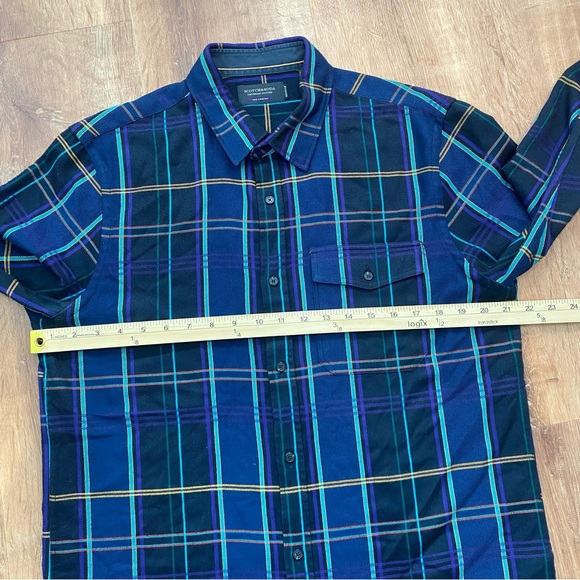 Scotch & Soda Long Sleeve Button Up Shirt Mens Large Checkered Purple - Picture 5 of 12